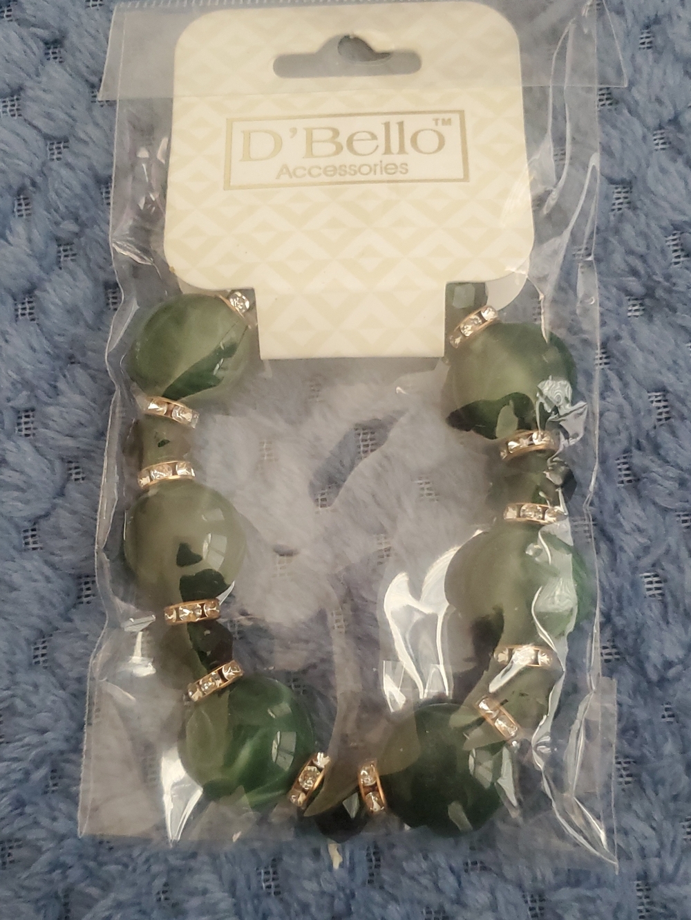 D'Bello Green Beaded Bracelet with Gold Accent Spacers